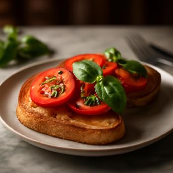 Baguette Grillée à la Tomate et Basilic Frais