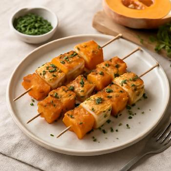Brochettes de Courge et Halloumi Grillés