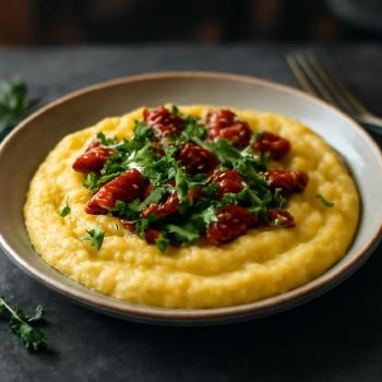 Polenta Crémeuse au Pesto et Tomates Séchées