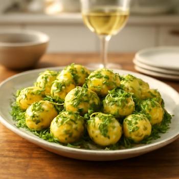 Pommes de Terre Nouvelles Bouillies, Vinaigrette aux Herbes et Citron