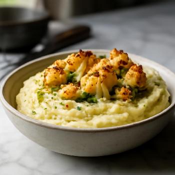 Purée de Pommes de Terre Végétalienne Truffée au Chou-fleur Rôti