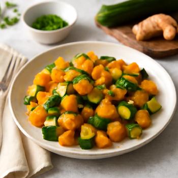 Sauté de Courgettes et Courge Butternut au Gingembre et Soja