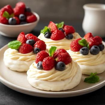 Mini Pavlovas aux Fruits Rouges et Crème de Mascarpone Vanillée