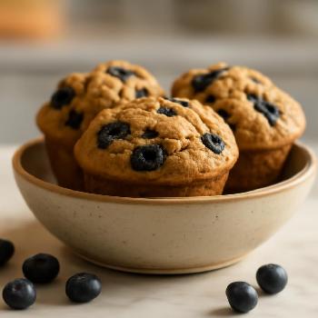 Muffins aux Myrtilles Végétaliens avec Oeufs de Lin