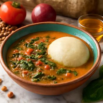 Fufu d'Igname et Soupe d'Arachide