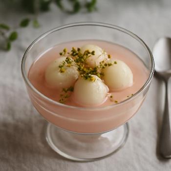 Gelée d'Amandes au Sirop de Rose et Litchis