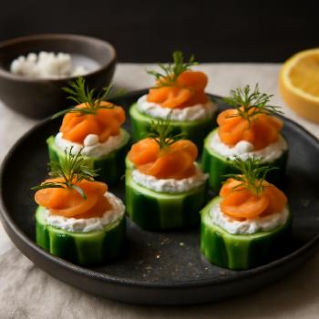 Bouchées de concombre au fromage frais et saumon fumé