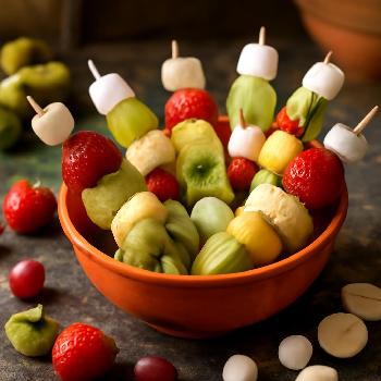 Brochettes de fruits rigolotes pour les enfants
