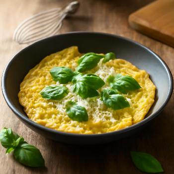 Omelette parfumée au basilic frais et au parmesan