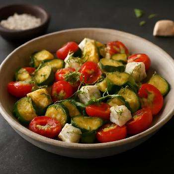 Poêlée de courgettes, tomates cerises et feta à l'origan