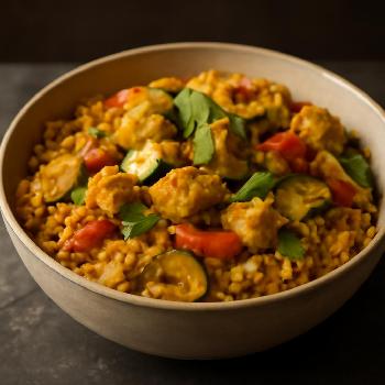 Poêlée de riz express au poulet et curry