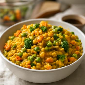 Riz Curry au Lait de Coco Express avec Légumes au Micro-Ondes