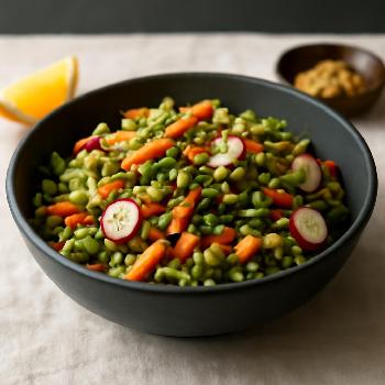 Salade de lentilles citronnée aux légumes croquants