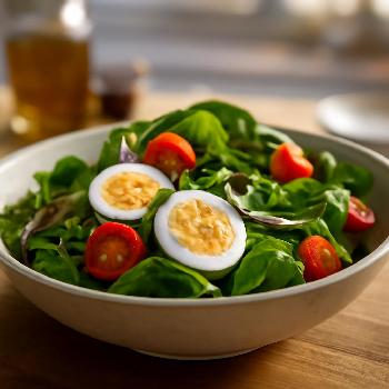 Salade express aux œufs et épinards