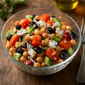 Salade express végétarienne aux pois chiches et feta