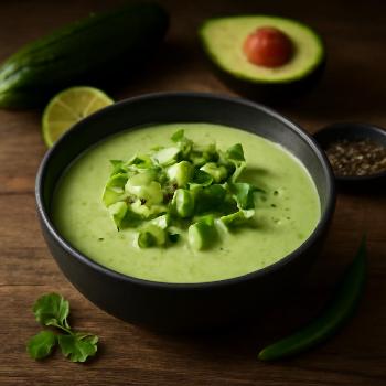Soupe Froide de Concombre et Avocat à la Lime