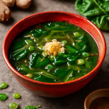 Soupe Miso Végétalienne Minute au Gingembre et Épinards