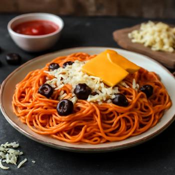 Spaghettis Monstrueux au Ketchup et Fromage