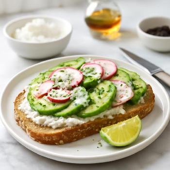 Tartine gourmande : Avocat, fromage frais et radis