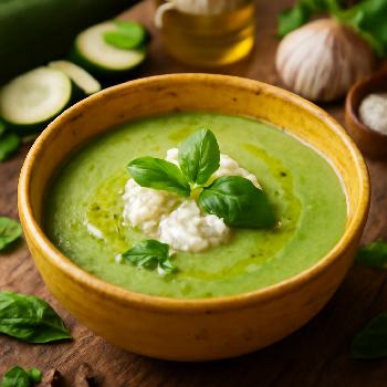 Velouté Glacé de Courgettes au Chèvre Frais et Basilic