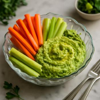 Bâtonnets de légumes croquants au houmous de brocoli
