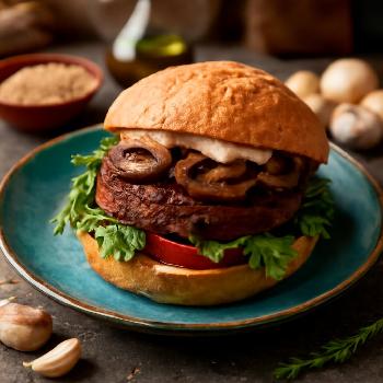 Burger Végétalien au Tofu Fumé et Champignons
