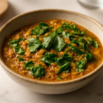 Curry de Lentilles Corail et Épinards Végétalien