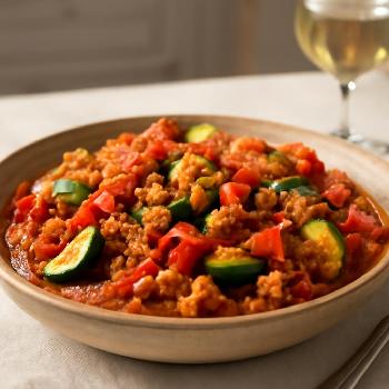 Dinde Hachée aux Légumes Méditerranéens