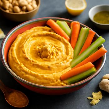 Houmous Anti-Inflammatoire au Curcuma et Gingembre avec Légumes Croquants