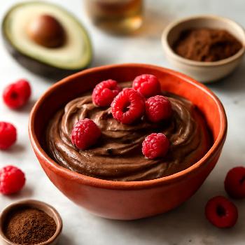Mousse au Chocolat Végétalienne à l'Avocat et aux Framboises