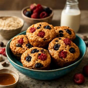 Muffins Avoine et Fruits Rouges (Faibles en Sodium)