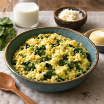 Oeufs brouillés crémeux aux épinards et au fromage