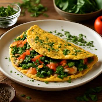 Omelette Savoureuse aux Légumes et Herbes Fraîches (Faible en Sodium)
