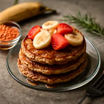 Pancakes aux Lentilles Corail et Banane : Un Déjeuner Végétalien Riche en Protéines