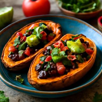 Patates Douces Farcies aux Haricots Noirs et Avocat : Un Dîner Riche en Fibres