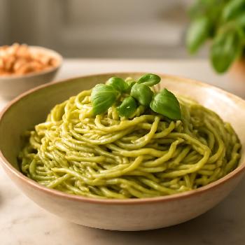 Pâtes crémeuses au pesto de noix de cajou sans produits laitiers