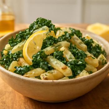 Pâtes Crémeuses Vegan au Chou Frisé et Citron