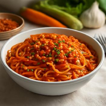 Pâtes Vegan à la Sauce Tomate et Lentilles Corail