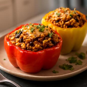 Poivrons Farcis au Riz Brun et Haricots: Une Délicieuse Source de Fibres