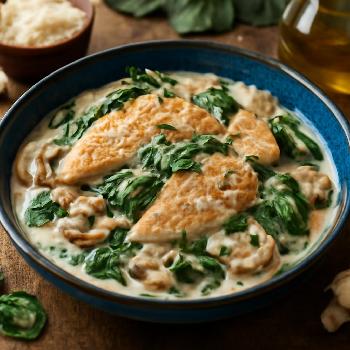Poulet Cétogène Crémeux aux Épinards et Champignons