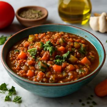 Ragoût de Lentilles et Légumes Méditerranéens Pauvre en Sodium