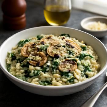 Risotto Crémeux aux Champignons et Épinards (Sans Gluten)