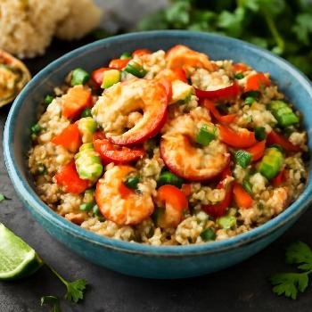 Riz de Chou-Fleur Paléo aux Crevettes et Légumes Croquants