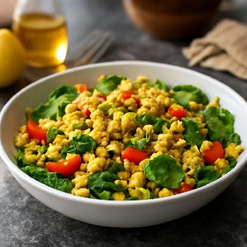 Salade de Tofu Brouillé Végétalienne au Curcuma