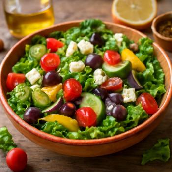 Salade Méditerranéenne Faible en Sodium avec Vinaigrette Maison