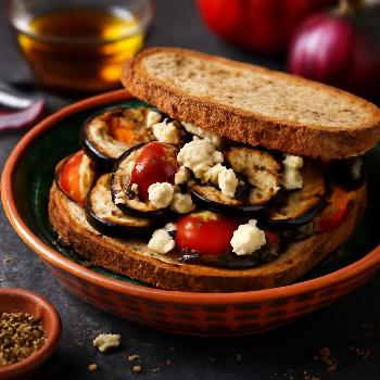 Sandwich Méditerranéen aux Légumes Grillés et Feta sur Pain Complet