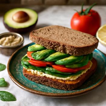 Sandwich Végétalien Avocat et Houmous