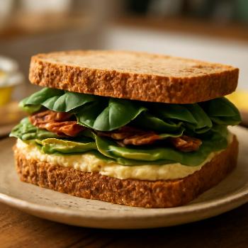 Sandwich Végétalien Houmous, Concombre et Pousses d'Épinards