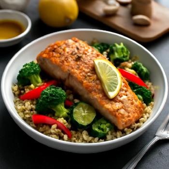 Saumon Grillé au Citron et Quinoa aux Légumes