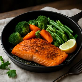 Saumon Poêlé aux Épices Douces et Légumes Vapeur (Faible en Sodium)